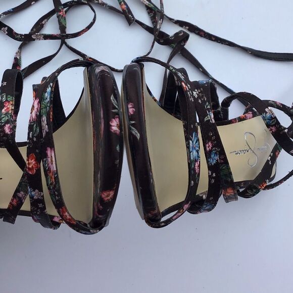 Jessica Simpson Black Jexilla Floral Strappy Wrap Sandal Size 11 (43) - Picture 5 of 10